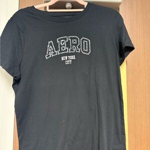 Aeropostale Black Classic Crew T‑Shirt with White Print